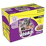 Whiskas Kitten Food 2-12 Months Poultry Selection in Gravy 100 g (pack of 4, total 48 pouches)