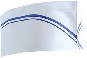 Garcia de Pou Pillbox Chef's Hat Blue Stripes in Box, 28 cm Diameter, Paper, White, 28 x 30 x 30 cm