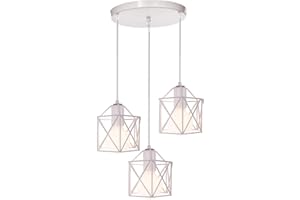 PETITES ECREVISSES Vintage Lámpara Colgante Retro Industrial 3 Cabezas Luz de Techo Colgante Estilo Nórdico Iluminación Colgante para Cocina Comedor Oficina Salón, Blanco