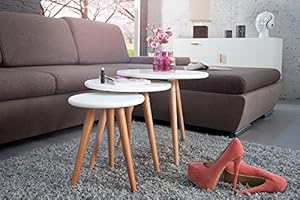 DuNord Design Beistelltisch 3er Set STOCKHOLM weiss