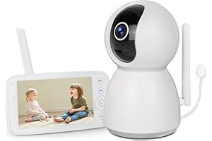 Byxsb Baby Monitor,5-Inch LCD Screen, Night Vision, VOX, Double Zoom, Two-Way Talk, Temperature Alert, Lullaby, Secure Transmission