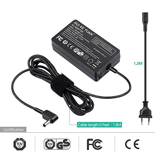 [TUV GS LISTED] HUIKEYUAN 45W 40W 30W 19V Notebook Laptop Netzteil Ladegerät Ladekabel für A110 A150 D150 D250 D255 D255e D257 D260 D270; Acer Acer Aspire One AOA150 AO756 AOD257 722 725 756 522 533 532h, Acer Aspire V5 V5-121 V5-122p V5-123 V5-131 V5-132 V5-132p V5-171; Acer Aspire V3 V5 E1 E11 E3 E5 E15 ES1 R14 R3 ES1 mit 5V 2A USB Hafen für Telefone und Tabletten, Stecker 5,5*1,7mm - 2