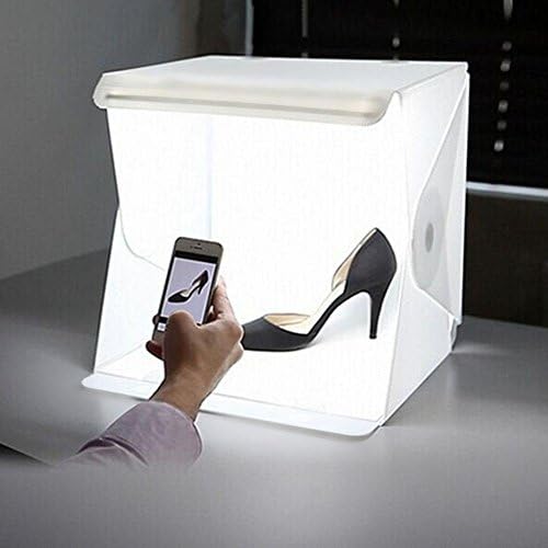 Mini Portable Foldable Photography Studio Light Box Kit With LED Lights Photo Studio Shooting Tent 9 x 9 x 9.45 inche for Smartphone or DSLR Camera