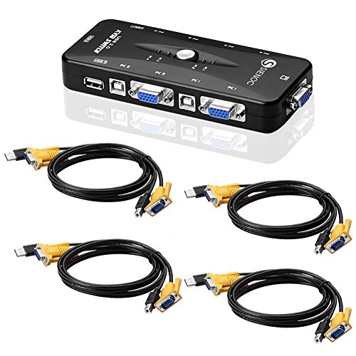 KVM Switch-Adapter 4-Port KVM Switch mit 4 KVM Kabel