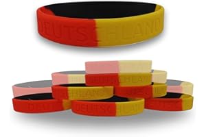 Twist4 Silikon Armband Deutschland - schwarz rot gelb - als Fanartikel, Fußball, Deko, Party, Länder… (schwarz/rot/gelb, 5 Stück)
