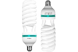 BOLLUMA Photography Daylight White E27 Lighting Lamp Softbox Bulbs 50W Equivalent 135W 5500k a Pair for Photo Video Studio Home Lighting