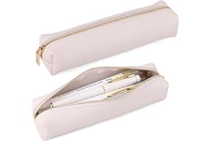 iSuperb Piórnik Skórzany Uniseks - Dla Nastolatków, Do Szkoły, Biura - Dla Dziewcząt, Kobiet, Studentów - Na Długopisy - Beżowy - Idealny Na Prezent