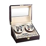 aublan Holz Doppel Automatische Uhrenbeweger 4 + 6 Aufbewahrungsboxen für 10 Uhren mit LCD-Display