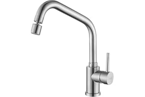 Tondiy Rubinetto Cucina con 2 Modalità, Miscelatore per Lavello con Ugello Rotante, Rubinetti Monocomando in Acciaio Inox Girevole a 360°, Acqua Fredda e Calda, Aeratore Rimovibile, Spazzolato