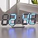 Produktbild Wand-LED-Uhr, Glodenbridge Multifunktions Große 3D LED Digital Wanduhr Wecker mit Snooze-Funktion 12/24 Stunden-Display, LED-Helligkeit Automatisch in der Nacht ändern. (Mit 6.66ft USB-Kabel)Blau