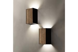 ouglres Applique Murale Intérieure Bois,2pcs Led Applique Chambre,Design Naturel Noir Applique,Vintage Applique Escalier,Salle De Bain,Salon,Cage d'Escalier,Hôtel,8w Lampe De Lit