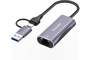 Vonxite USB C to Ethernet Adapter, USB 3.0 to RJ45 LAN Wired Network 100/1000 Mbps Gigabit Ethernet Adapter Portable USB Type-C Adapter for Windows, MAC OS, Linux Steam Deck, Switch Tablet, Laptop
