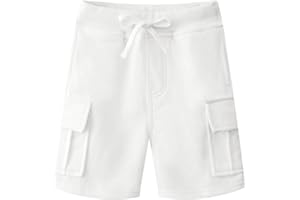 NLAND Pantalones Cortos Niño Bermudas de Algodón con Shorts Cordón Elástica Sólido Deporte Playa para Vacaciones