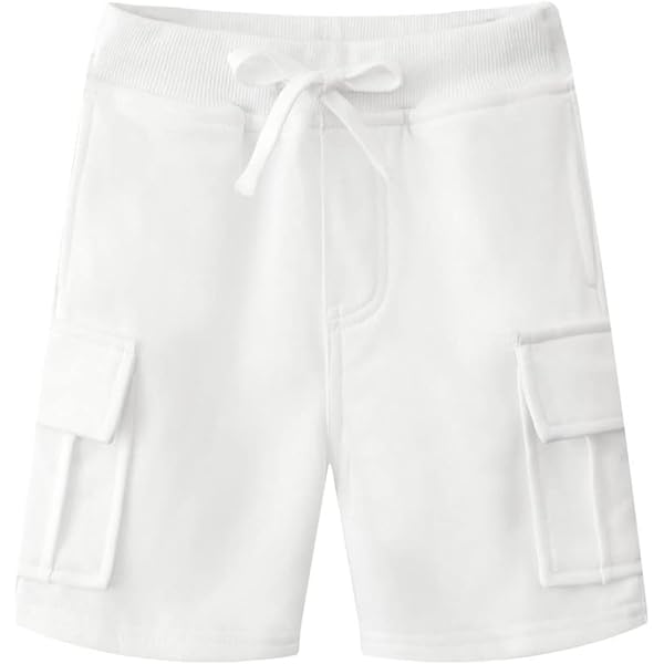 Short Garçon Stretch Chino Sergé - Décontracté, 4 Poches, Taille élastique, Pour école Et Sport