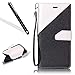 Produktbild Huawei P9 Lite Wallet Hülle,Huawei P9 Lite Schutzhülle,Leeook Retro Elegant Schön Kreative Schwarz Weiß Kontrast Farbe Malerei Muster Entwurf PU Leder Handytasche Flip Case Skin Schale Backcover Tasche Buchstil Klapptasche Leder Cover mit Gurt Standfunktion Karteneinschub und Magnetverschluß Fall Flip Cover für Huawei P9 Lite + 1 x Schwarz Eingabestift-Black White
