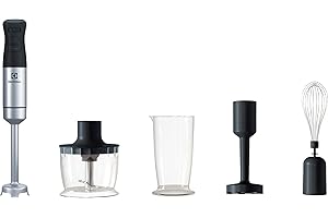 Electrolux Frullatore a Immersione Create 5 E5HB2-8SS, Potente 1000W, Tecnologia TruFlow, Funzione Turbo, 2 velocità, Accessori Frusta e Mini-tritatutto, Acciaio Inox