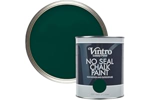 Vintro Paint | No Seal Chalk Paint | Dark Green | Interior & Exterior Use | Furniture | Walls | Wood | Metal | 1 Litre (Woodpecker Green)