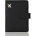 Melsbrinna Premium Leather Passport Holder Covers Case, Waterproof Rfid Blocking Travel Wallet Passport Holder with Pen Holder, Cute Passport Book for Women/Men, Black