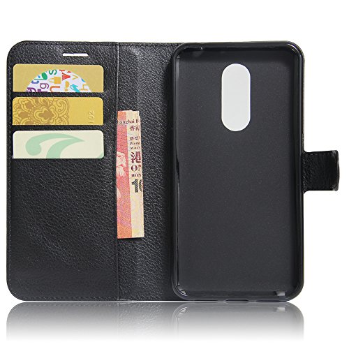 Custodia Archos 55 Helium Ultra, Frlife Custodia Portafoglio in pu Pelle, Portafoglio Cover con Porta Carte, Funzione Stand, Chiusura Magnetica Per Archos 55 Helium Ultra (5.5 pollice) smartphone Nero