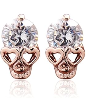 2LIVEfor Mini Ohrstecker Totenkopf Klein mit Kubik Zirconia Goldene Ohrringe Skull Vergoldet Rosegold Ohrstecker...