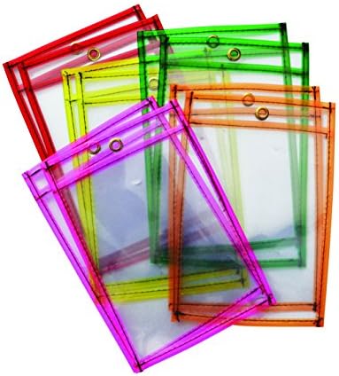 Mind Sparks Dry Erase Pockets (10 Piece), Neon, 6 x 9