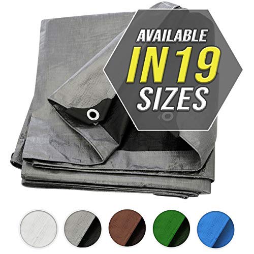 Trademark Supplies Couverture Imperméable De Bâche Argent/ Noir 5.4 X 7.3 M