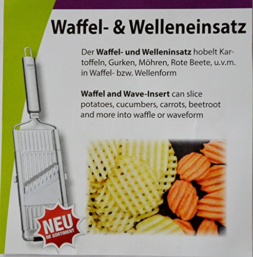 Neu Gigant Multihobel Multi-Slicer (Edelstahl) Gemüsehobel mit insgesamt 5 Einsätze und Restehalter - 2