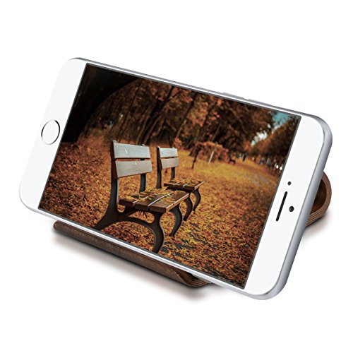 kalibri Supporto Smartphone universale da tavolo - Stand per cellulare tablet Apple Samsung iPad - Sostegno Dock iPhone per scrivania - legno noce