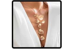 Cubahop collar de collar largo con borlas y hojas de Ginkgo Biloba joyas ajustables para mujeres y niñas