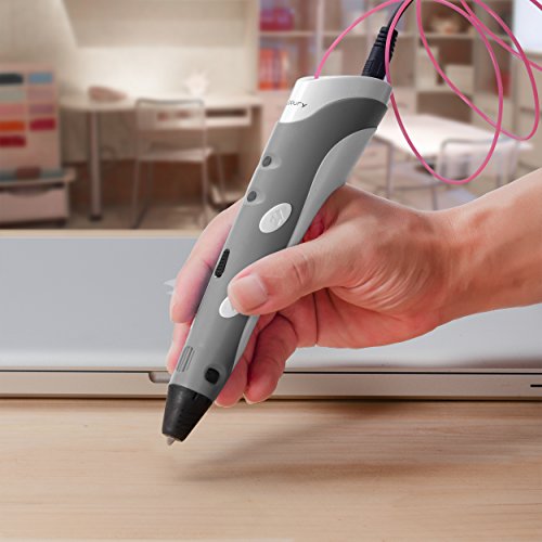 Juboury JBY-I 3D-Pen.Stift für 3D Zeichnungen zur Erstellung von dreidimensionalen Zeichnungen, Kunstwerken, Modellen von Hand. Kompatibel mit 1,75 mm ABS und PLA Filament (Grau) - 6