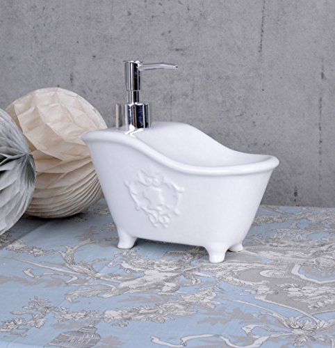 Vintage Seifenspender Shabby Chic nachfüllbar Spender Weiss Wanne Palazzo Exclusiv - 2
