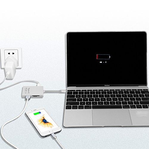 RicoRich 6 in 1 USB 3.0, USB C HUB mit HDMI Ausgang, SD & Micro SD Kartenleser, Power Delivery Aufladen für neues MacBook Pro, CharmeBook Pixel und Mehr (Silber) - 5