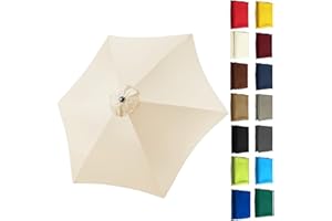 BLGVGKLPNT Replacement Parasol Canopy 2M 2.3M 2.5M 2.7M 3M Hexagonal 6 Arms UV 30+ Protection For Garden Umbrella Replacement Cloth Garden Canopy Cover Replacement Cover (Beige,6 ribs-2.5m(8.2ft))
