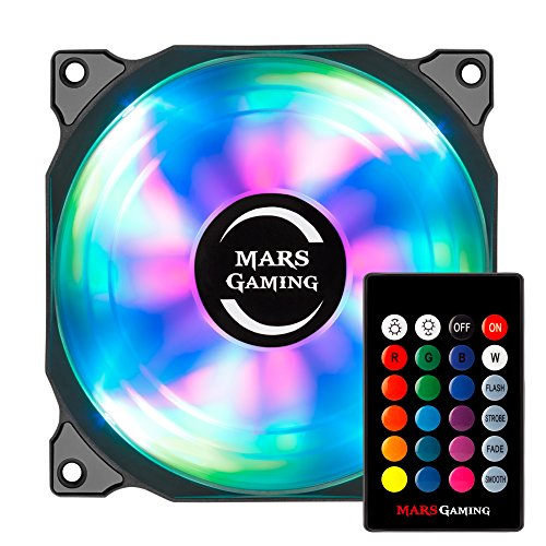 Mars Gaming MFRGB Kit - Pack 3 Ventiladores con iluminaci  n RGB para Ordenador  13 aspas  iluminaci  n LED 4 Efectos  Mando a Distancia  rodamientos hidr  ulicos  60 000 Horas  silenciosos   Negro
