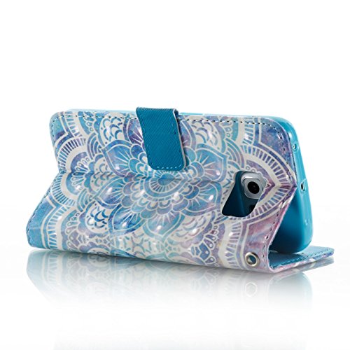 Samsung Galaxy S6 Edge Leder Hülle,Galaxy S6 Edge Book Case,TOYYM Folio PU Leder Wallet Tasche Case mit Standfunktion Karteneinschub und Magnetverschluß,Notebook Flip Cover Brieftasche Handytasche Innere Bumper Back Case Etui Hüllen für Samsung Galaxy S6 Edge,Mandala - 4