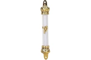 BRTAGG Estuche de mezuzah, altura 11 cm, corona de metal y baño de Oro