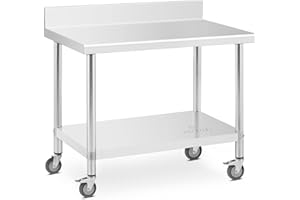 Royal Catering RCAT-100/60-WS Table de travail 60 x 100 cm Avec rebord Capacité de 155 kg Table plan de travail Table de travail atelier Table de travail cuisine