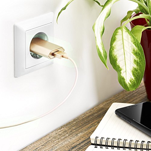 Original iProtect 2in1 SET mit USB Ladekabel / Datenkabel und Netzteil für Apple iPhone 7, 7 Plus, iPhone SE, 5 5s 5c, iPhone 6, iPhone 6s, 6 Plus, iPod Touch 5G, iPad mini, iPad mini 2, iPad 4, iPad Air, iPad Air 2, iPod Nano 7G in Gold - 5