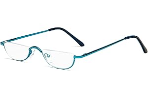 KoKoBin Half Frame Reading Glasses Spring Hinges for Men Women Slim Half Moon Lens Readers Metal Semi Rimless eyewear
