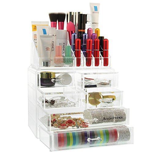 Make Up Organizer, Acelectronic Große Makeup Kosmetik Aufbewahrung Organizer – 4 Ebenen 6 Schubladen Acryl - 4