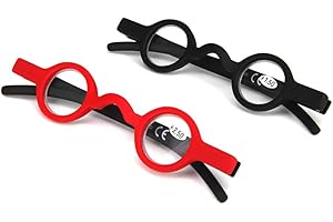 Inlefen Mini lunettes de lecture 2 Pack Charnière à ressort Rétro Ronde Lunettes de lecture