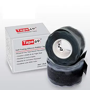 Tape 69 Self Fusing Silicone Rubber Tape, 2.5cm x 3m Black