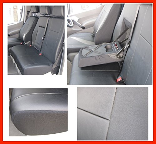DKMOTO DK703B Tailored Van Seat Covers for Ford Transit Custom Leatherette - with Fold Down Table