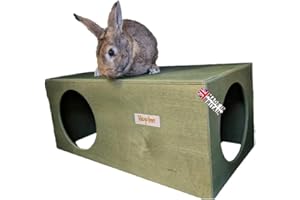 Hop Inn Large Rabbit Hideout House Cat Hideout Shelter 60 x 30 x 25cm Large Medium and Small pets - (Assembled) - Built to Last - All Weather using Protek ECO Shield (Moss Green) Handcrafted in the UK