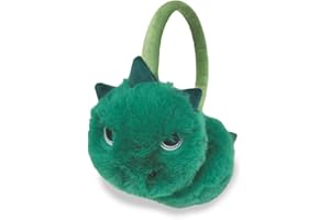 Gifts Treat Paraorecchie per bambini in peluche, regolabili, invernali, caldi, paraorecchie con simpatico motivo animale, per ragazzi, Dino verde scuro, Taglia Unica