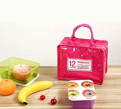 iSuperb Wasserdicht Kühltasche Mtagessen Tsche Isoliert Lunch Taschen Lunch Bag Cooler Bag für Arbeit und Schule 22x13x18.5cm (Rose) - 6