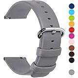 Fullmosa 12 Farben für Uhrenarmband, Kalbsleder Armband für Damen Heren Lederarmband mit Edelstahl Metall Schließe, 24mm,Grau