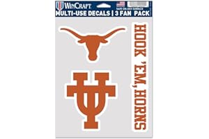 WinCraft NCAA Texas Longhorns Aufkleber, Mehrzweck-Fächer, 3er-Pack, Teamfarben, Einheitsgröße