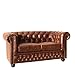 Produktbild Hochwertiges Chesterfield Sofa 2-Sitzer vintage braun echtes Sattelleder Couch Couchgarnitur Zweisitzer Ledercouch Leder