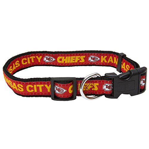 Pets First NFL Kansas City Chiefs Licensed PET COLLAR, Medium - Heavy-Duty, Strong, and Durable Dog Collar. Available in 31 Football Teams and 4 Sizes